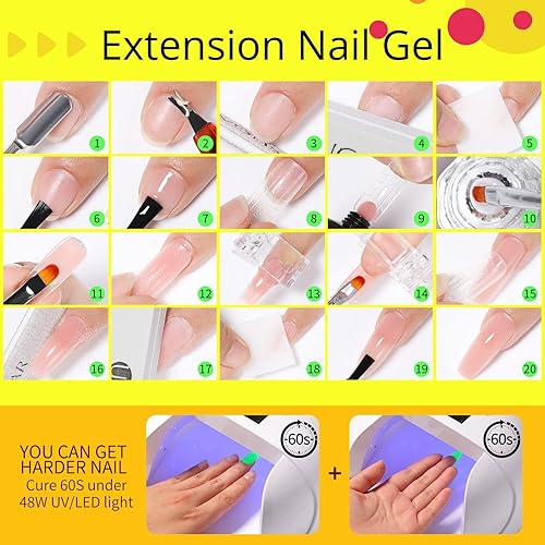 Miniatura 9 de UR SUGAR Juego de 12 esmaltes de uñas de gel de extensión de poli color rosa neón nude, rosa intenso, verde neón, amarillo, naranja, colores