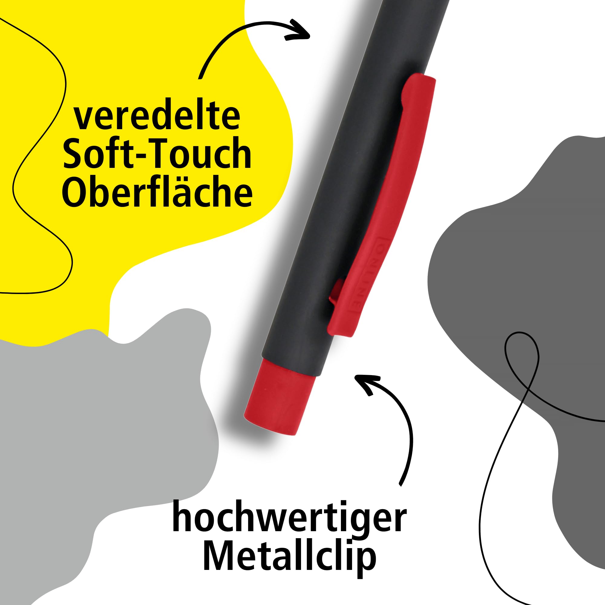 ONLINE Eleganza Metaal I kleur satijn blauw I verwisselbare grote vulling I metalen clip I schrijfkleur zwart I balpen incl. geschenkverpakking, 1