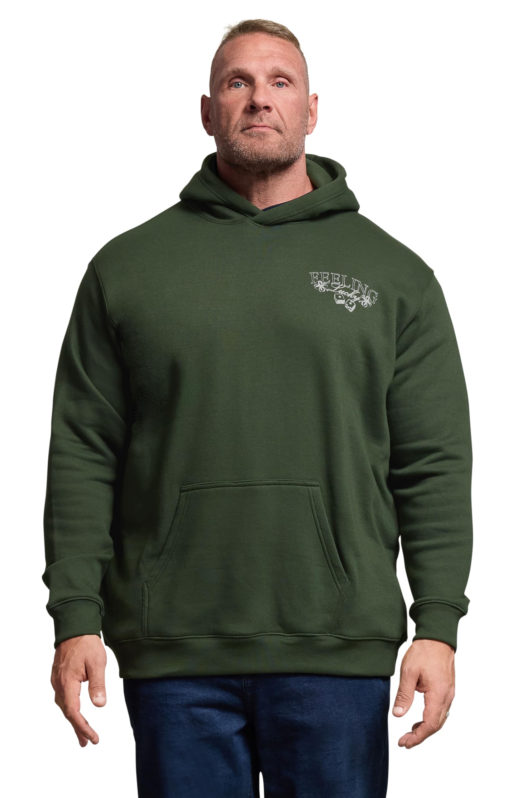 Badrhino Men's Dark Green Big & Tall Feeling Lucky Hoodie - Plus Size Curve
