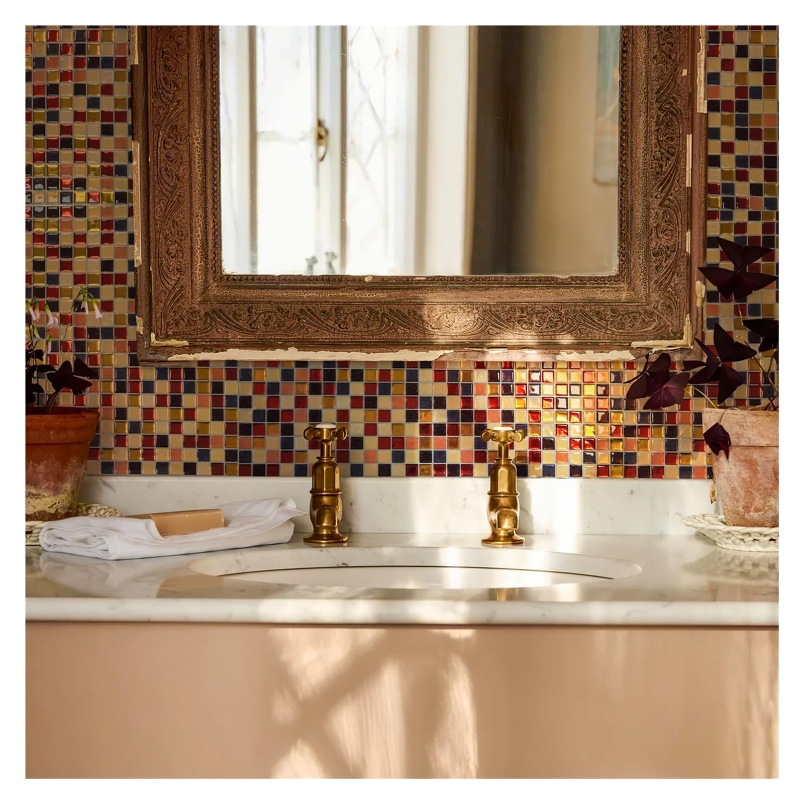 Piastrelle a mosaico autoadesive a mosaico, impermeabili, resistenti all'olio, paraschizzi per decorare la stanza (20 pezzi)