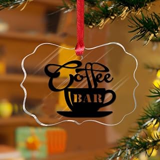 Coffee Bar Hanging Ornaments Boho Coffee Bar Coffee Lover Gift Unique Keepsake Clear Acrylic Discs Breakfast Nooks Cafe Restaurants Christmas Bauble for Christmas Tree Decoration Gift Tag Name Plates