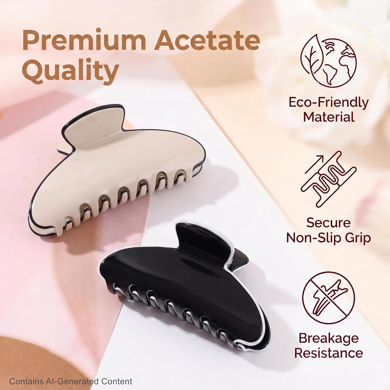 2 Pack Acetate Hair Claw Clips for Women 4 Inch Large Claw Hair Clips for Thin to Thick Hair