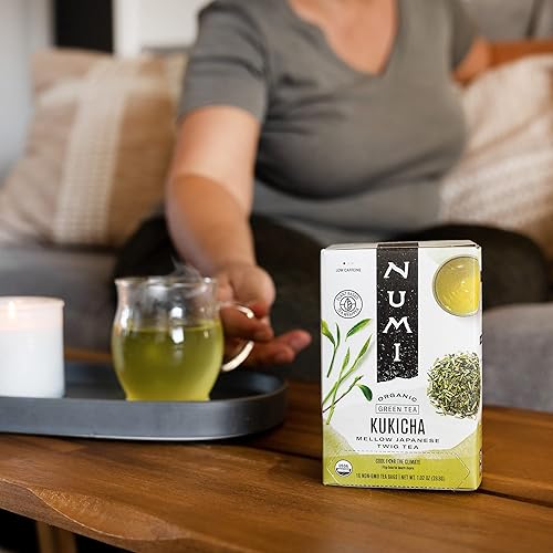 Miniatura 3 de Numi Té verde Kukicha orgánico, té de ramitas japonesas tostadas, caja de 16 bolsas de té (paquete de 3)