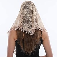 Vista 5 de LMVERNA Velo de encaje triángulo mantilla iglesia cabeza cubrir bufanda latina para damas de honor de boda masiva