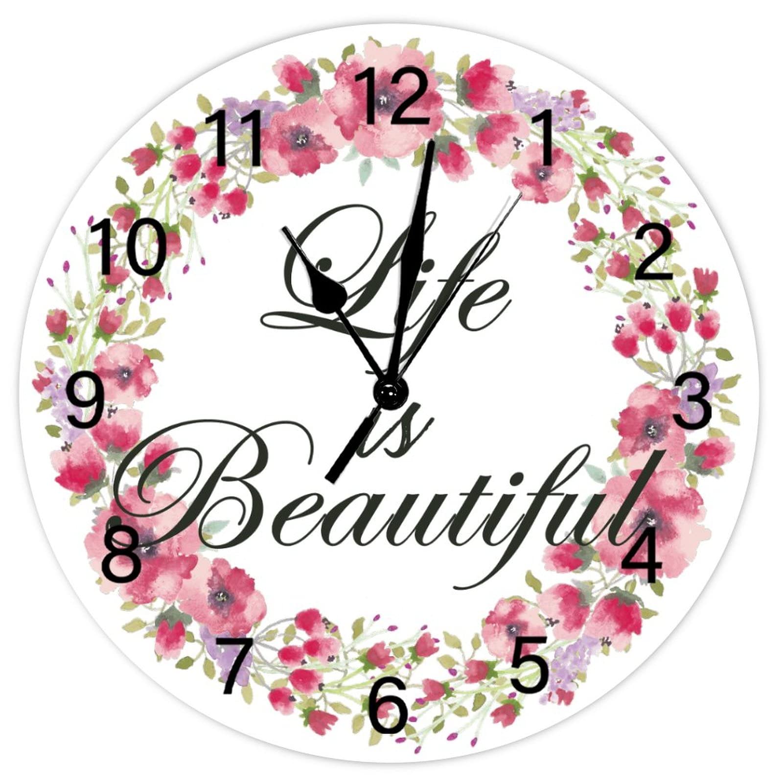 Horloge murale ronde rustique en bois suspendue à pile silencieuse de 38cm de diamètre