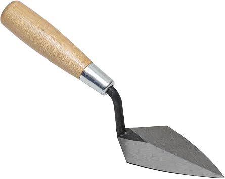 Marshalltown Archaeology Pointing Trowel, 4 1/2 x 2 1/4, Assembled in USA | Single-Piece High Carbon Steel, Wood Handle, Leather Holster, Cuts Compacted Sediment, ATH45