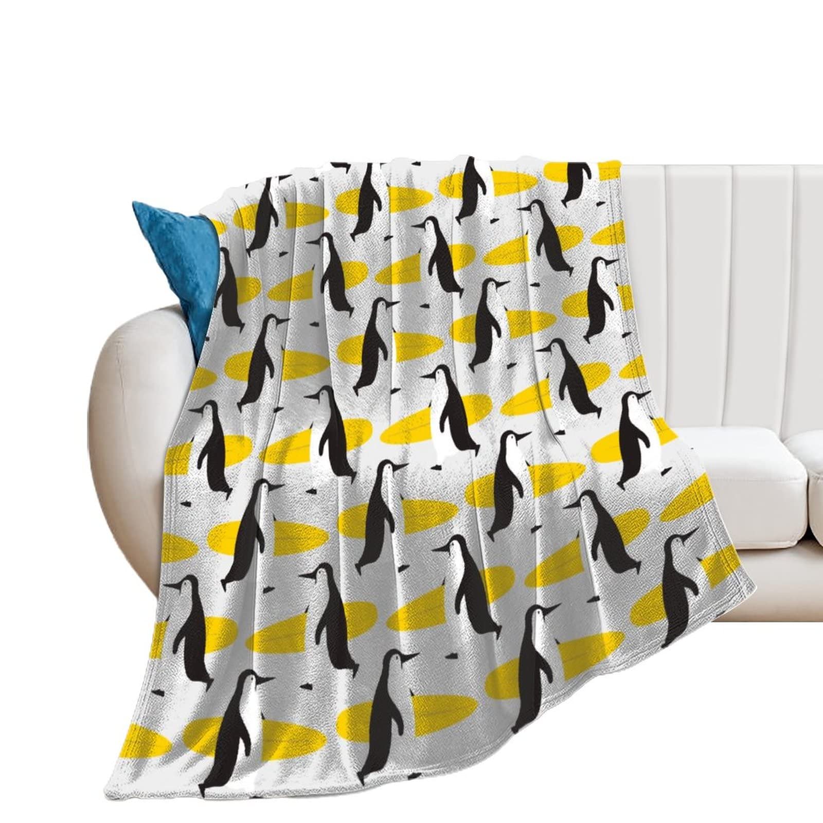 Couverture en flanelle pingouin plaid polaire chaud jeté de lit enfant 100x130