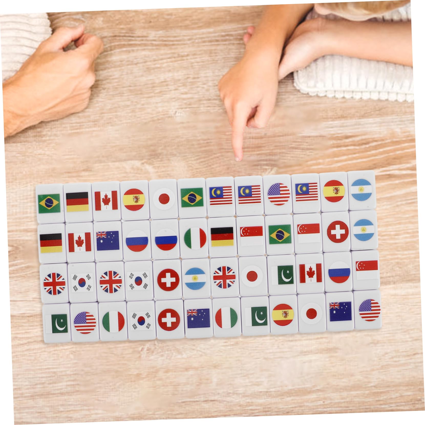 VICASKY Set de 48 Piezas de Mahjong Diseño de Bandera Nacional para Adultos y Niños, Juegos Familiares Mahjong Modos de Juego Variados y Reglas Fáciles de Aprender