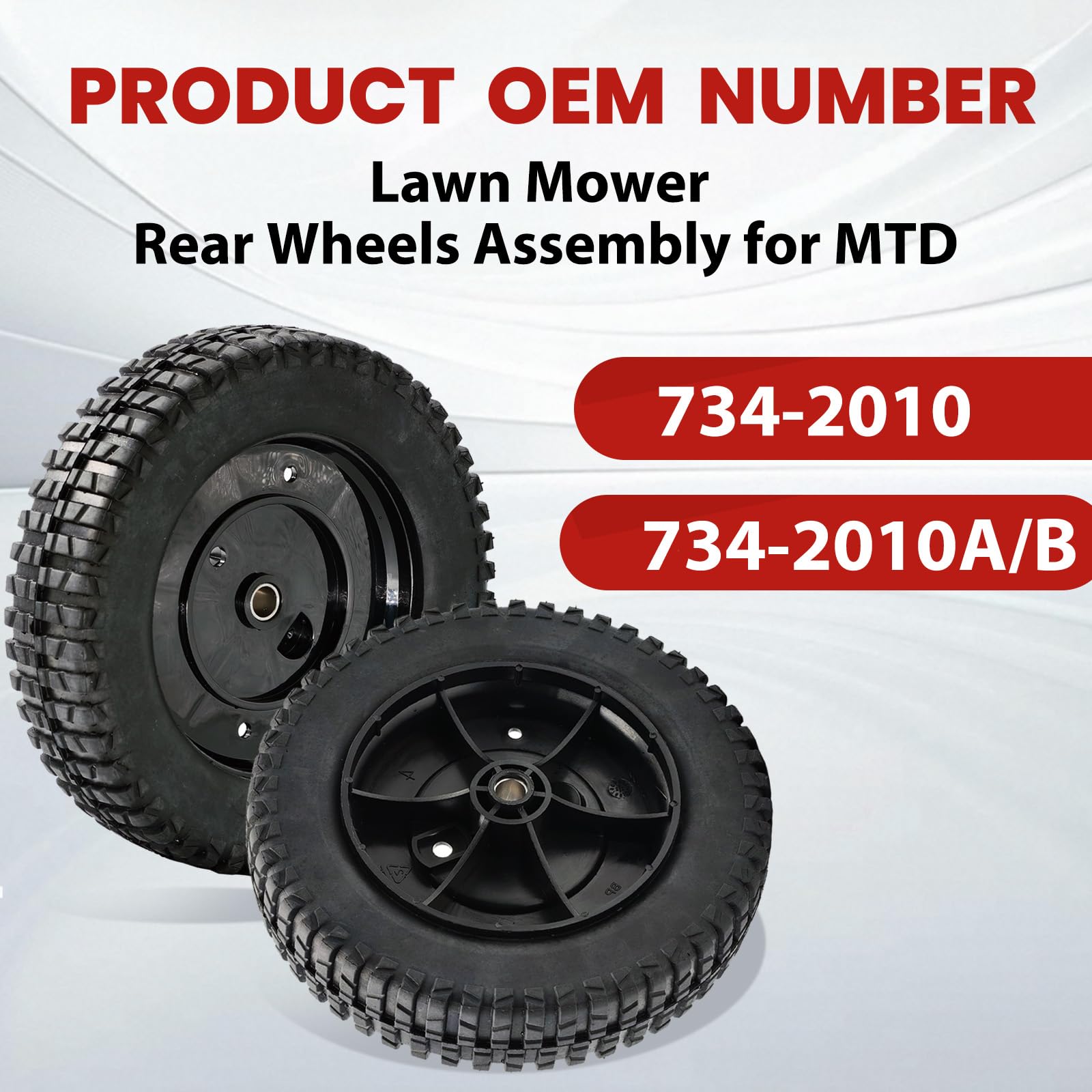 734-2010 - Conjunto de ruedas traseras para cortacésped MTD 734-2010B 734-2010A compatible con cortacésped autopropulsado Cub Cad et SRC621 SR621, cortacésped de empuje Craftsman, paquete de 2