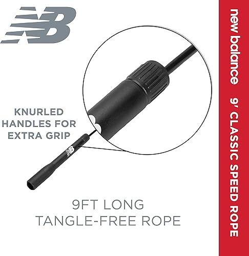 Miniatura 6 de New Balance Cuerda de velocidad clásica, cuerda de salto para fitness, entrenamiento de cuerpo completo, ligera, sin enredos, portátil y ajustable,
