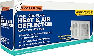 Frost King HD9 Heat and Air Deflector, Large, Heavy Duty, Clear Plastic with Magnetic hold or Screw-on hold for Central Forced Air Systems, Adjustable 10" to 16"