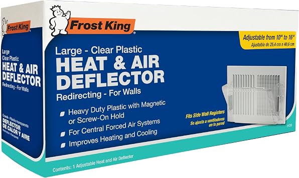 Frost King HD9 Heat & Air Deflector, Large, Expands up to 16" wid, Clear Plastic
