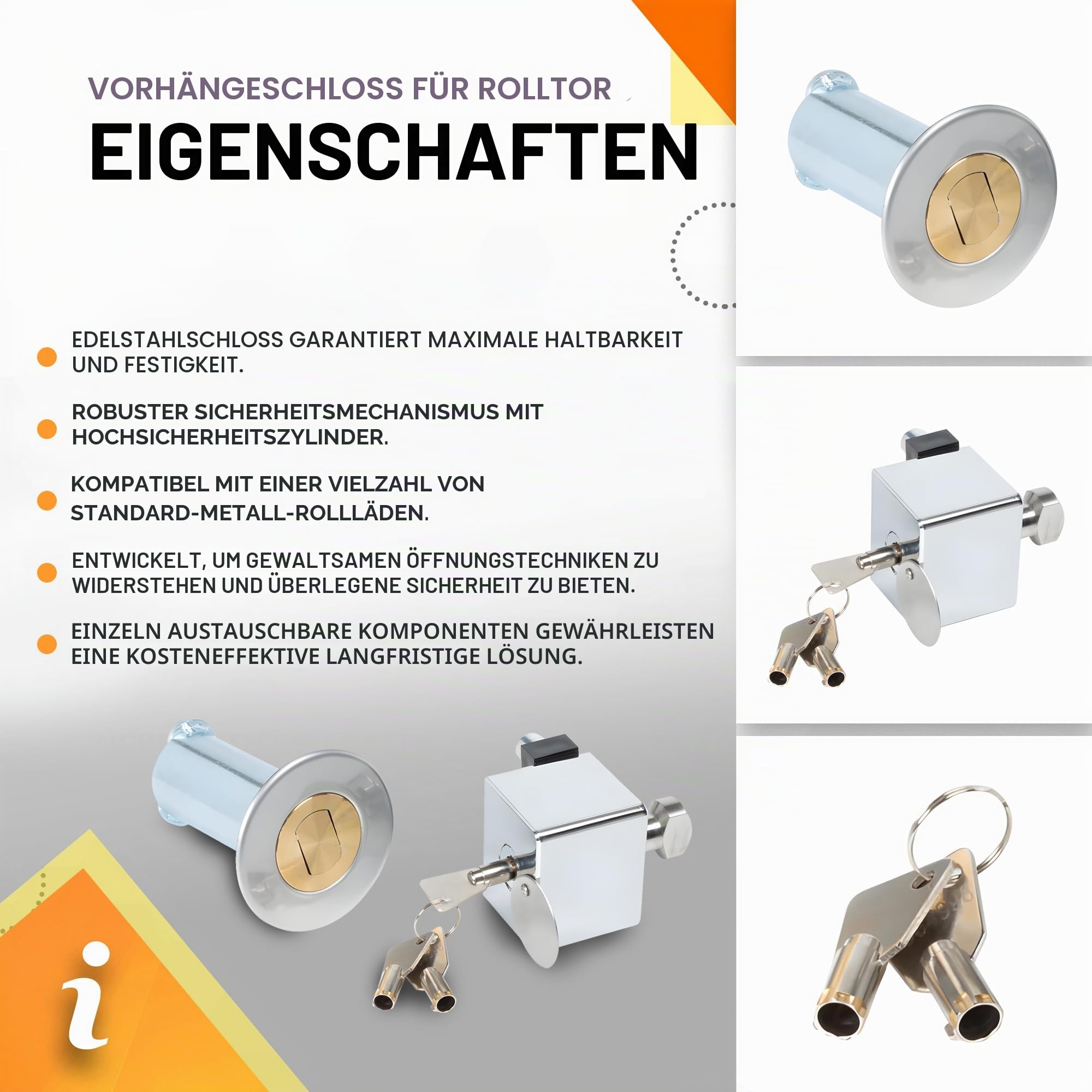 DOJA Barcelona | Garagentor Schloss | 2 Vorhängeschlösser mit Schlüssel | Rolltor Schloss mit Harpunenstift | Sicherheit | Metalltür, Türschloss, Rollläden, Jalousien Sicherung