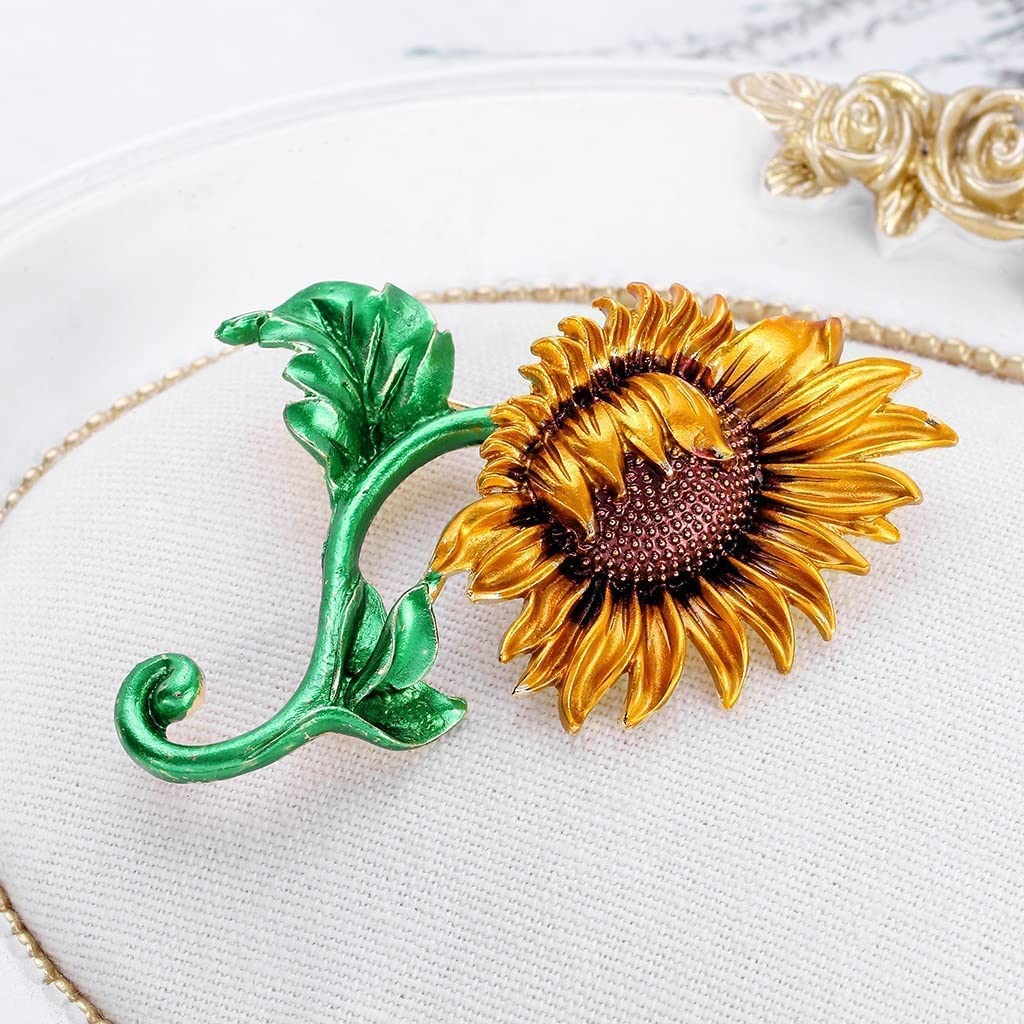Broches con Forma de Girasol, de aleación, a la Moda, para chales, Adornos para cuellos, Clips para Solapa de Mujer, Hechos en China.