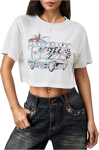 SweatyRocks top corto bordado manga corta para mujer