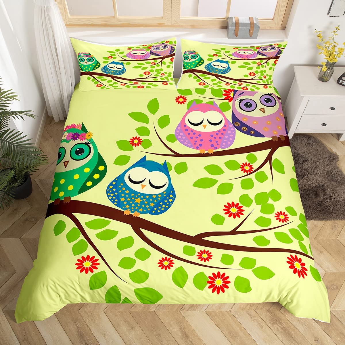 Housse de couette chouette 135x200 cm : idée cadeau idéale pour enfants