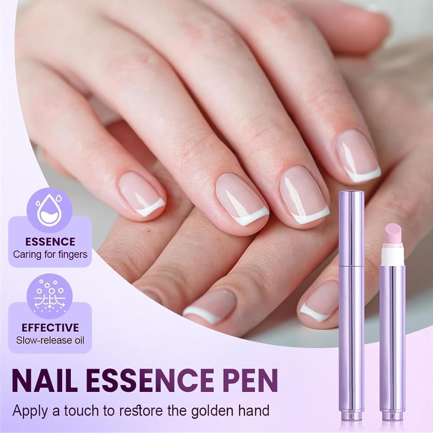 2025 Upgrade 3-in-1 Nail Care Pen, Oil Infused Ceramic Cuticle Pusher Pen, Cuticle Oil Pens for Nails, Moisturize Strengthen Brighten Nails Care, for Hangnails, Dry & Damaged Nails (5pcs)