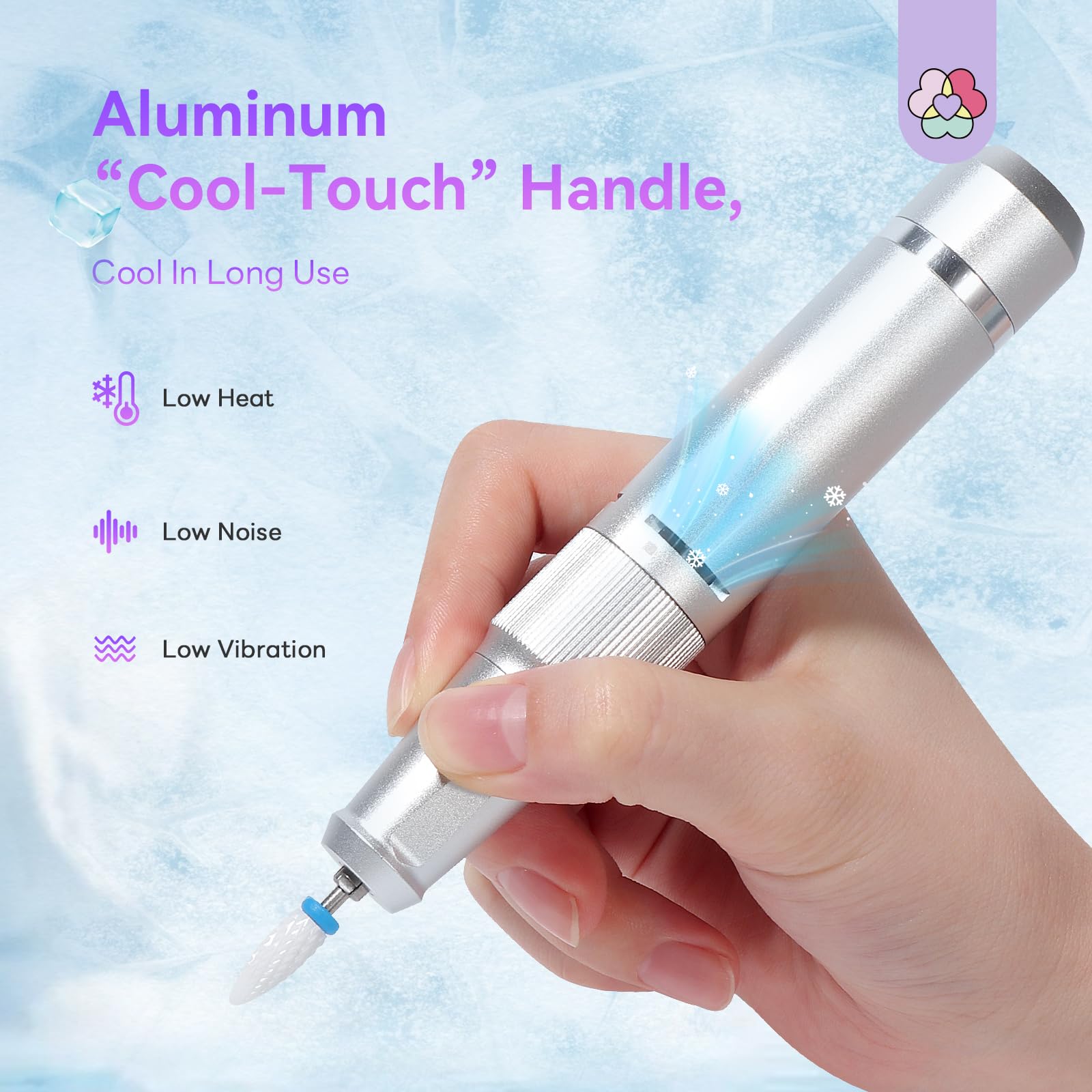 SAVILAND Professional Nail Drill 40000 RPM: Portable Electric Nail Drill Kit File Machine with Ceramic Nail Bit Sanding Bands for Quick Acrylic Removal Manicure Salon Home Use - Image 2