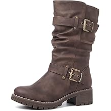 Women's Mid Calf Dress Boots Biker Motorcycle Riding Boots Women For Women