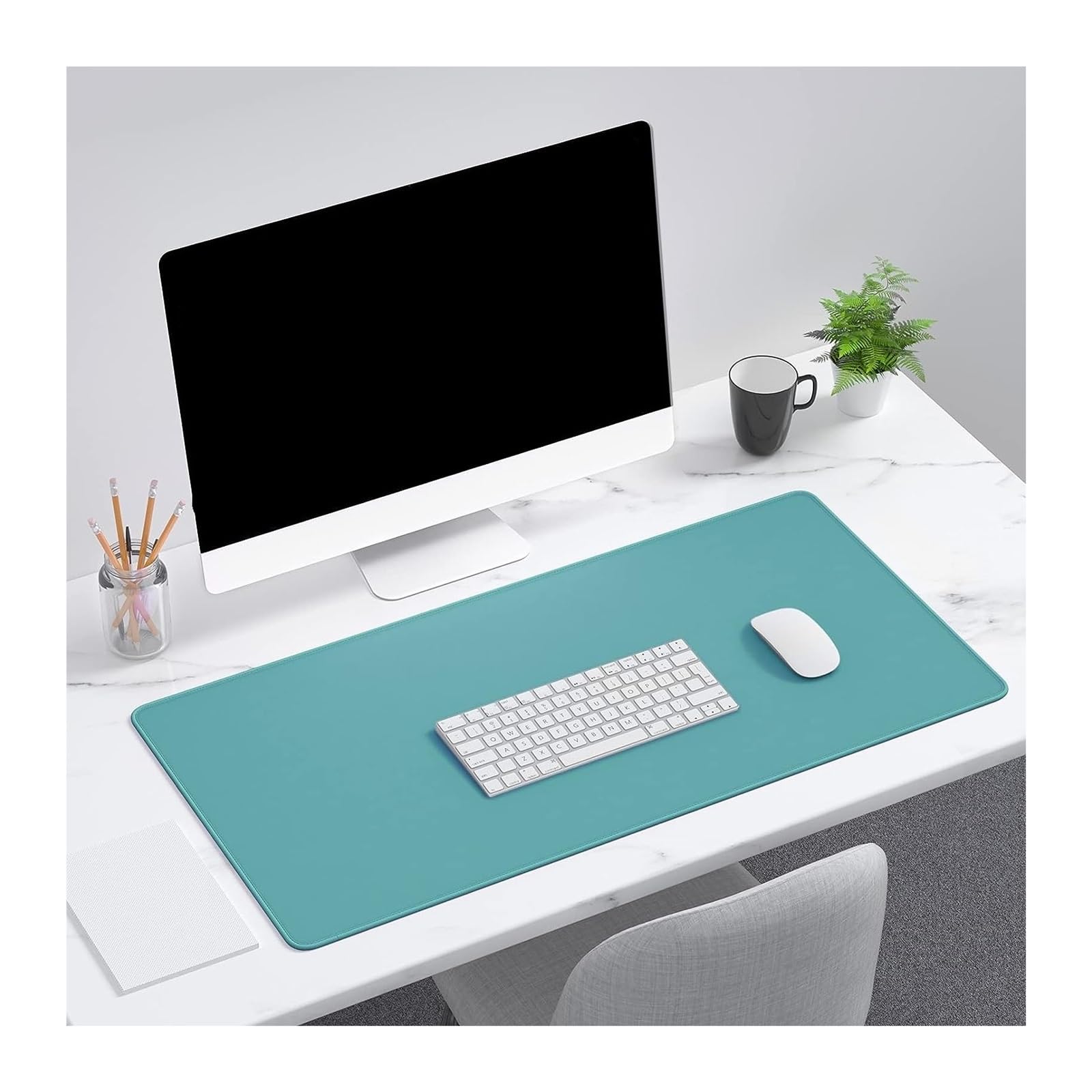 Tappetino for mouse for computer portatile, grande, rosa, minimalista, da scrivania, for giochi, con fondo in gomma antiscivolo Per Ufficio,Casa(Green,90x40 cm)