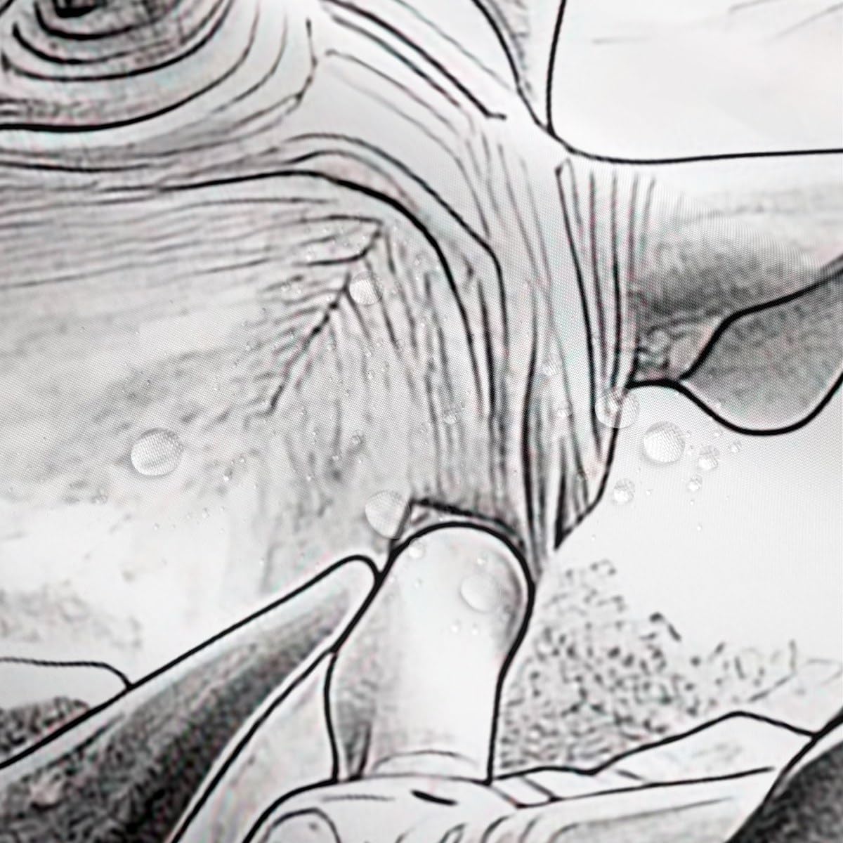 Rhino Shower Curtain Safari Animals Bathroom Sets Rhino Baby Family Sketch Bath Curtain for Kids Boys Girls African Grassland Wildlife Hand Draw Fabric Shower Curtains Sets Waterproof 72W x 84L Grey