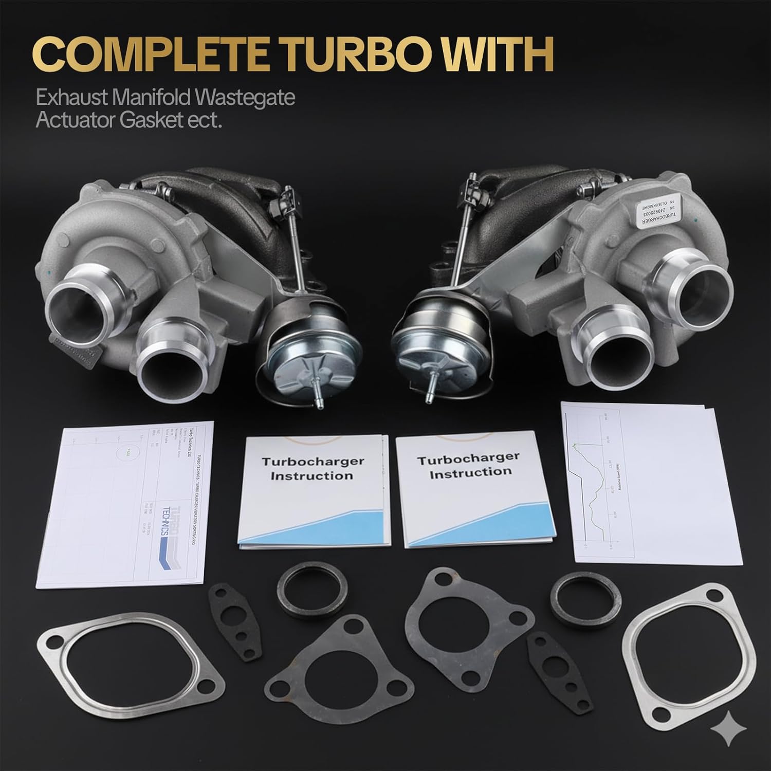 Turbo Turbocharger Left+Right Fits for 2015-2016 Ford Expedition, 2013-2016 F150 Pickup, 2015-2016 Transit 150, 2015-2016 Transit 250, Transit 350 | 53039880469+53039700470