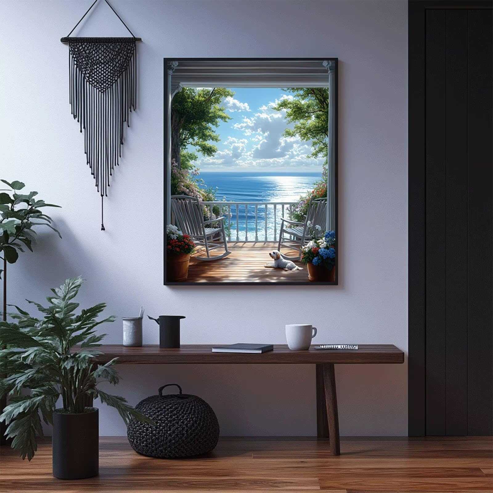 Diamond Painting Vista Mare Quadri Moderni Soggiorno 135x100 CM ZXSH9992 | Diamantini Dipingere con i Numeri Adulti Cabina Crystal Art Punto Croce Embroidery Kit per Decorazioni Casa Regalo Donna