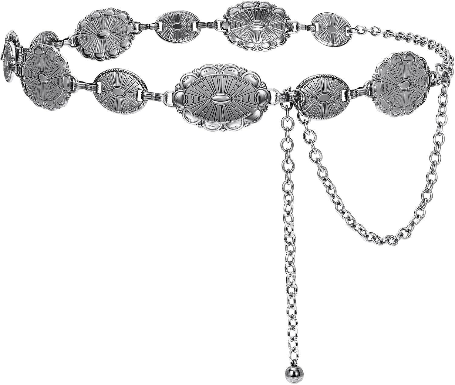 JASGOOD Western Concho Belt Women Cowgirl Metal Belts Boho Waist Link Chain Country Concert Outfit for Dress