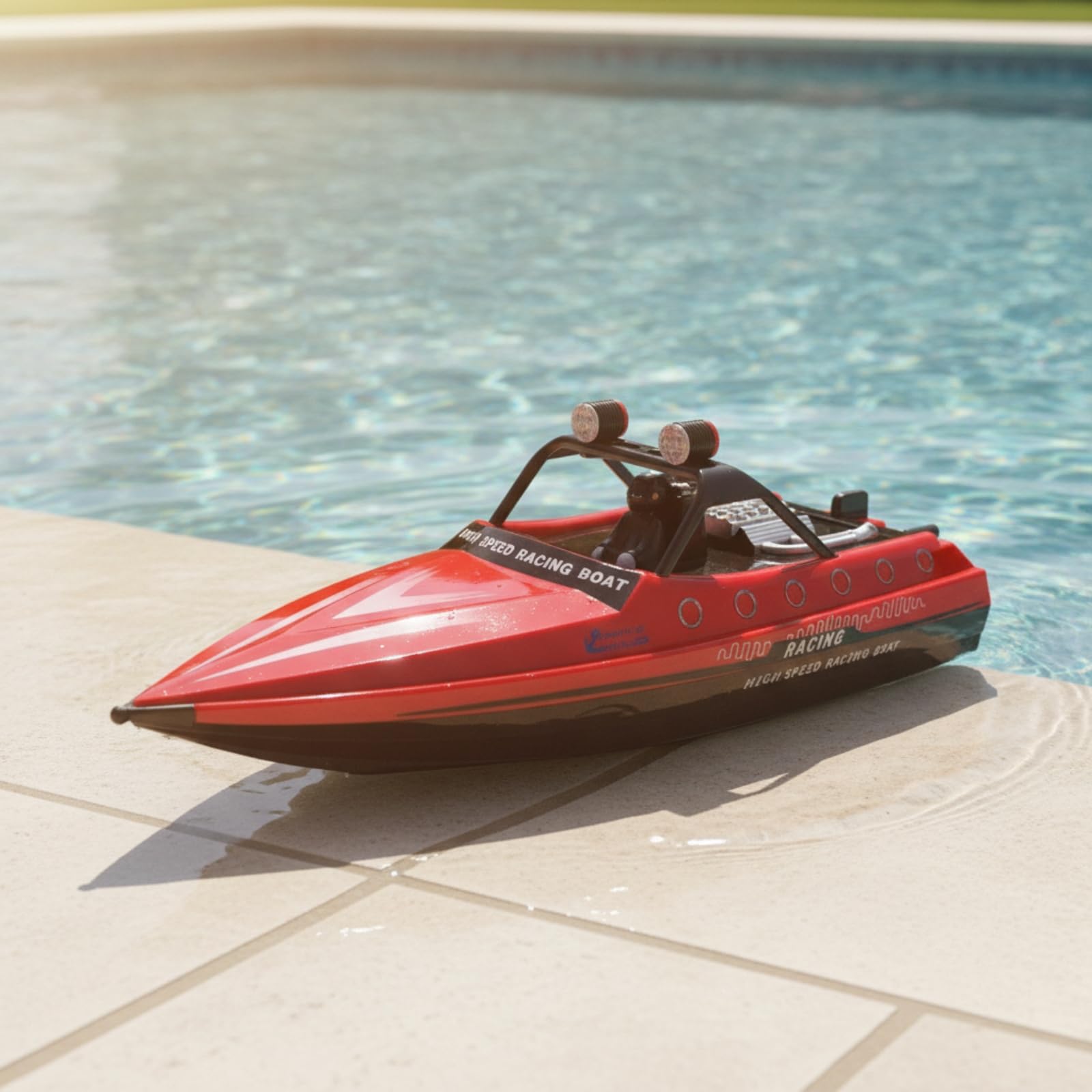 Carreras ledirigido Rápido ledirigido con Control Remoto 2,4 GHz Lancha Carreras con para Piscina, Rojo, Style to 2
