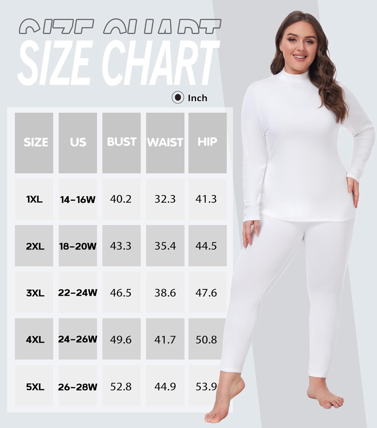 COOTRY Plus Size Thermal Underwear for Women Mock Neck Long Johns Base Layer Winter Top and Bottom Sets - Image 5