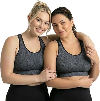 Under Control Plus Size Sport Bras for Women Large Bust Seamless Racerback Padded Yoga Workout Bras Black White Pack 1X-2X-3X