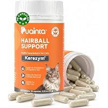 PUAINTA Cat Hairball Control Alternative to Hairball Gel & Paste, Hairball Remedy for Cats, No Mineral Oil, Easy Capsule Supplement for Hairball Relief, Reduce Shedding, Skin & Coat 90 Count