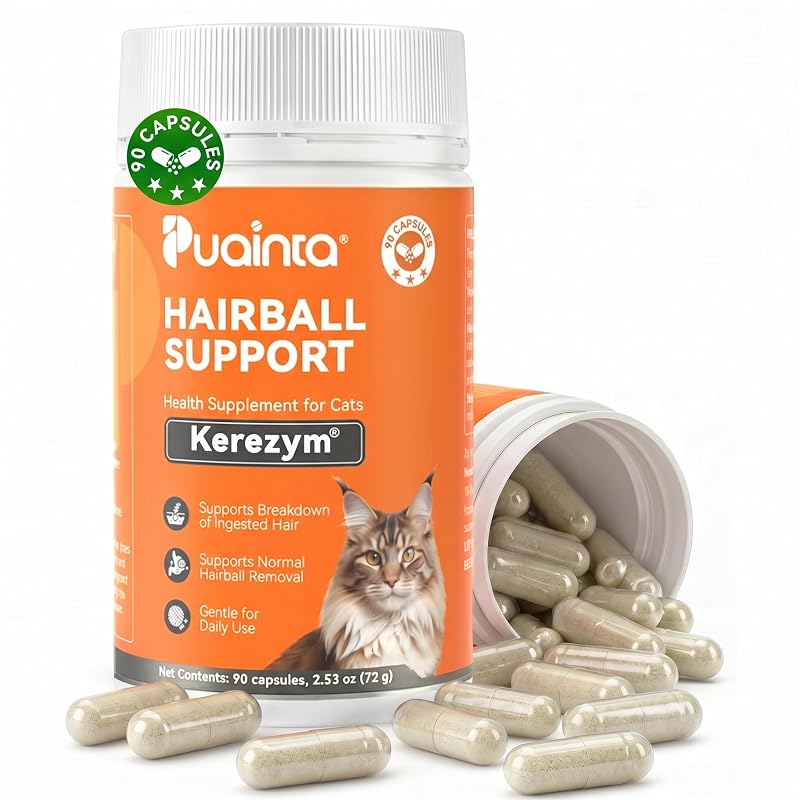 PUAINTA Cápsulas para Bolas de Pelo em Gatos com Psyllium e Fibras, 90 unidades