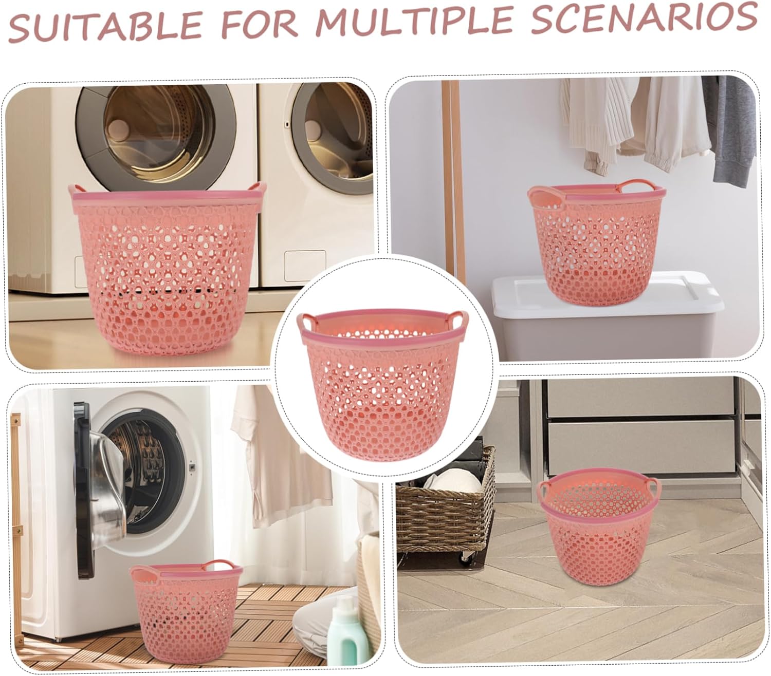 Hollow Laundry Basket with Handle Medium Sundries Organizer Lightweight Portable Storage Bin for Clothes and Household Use Reusable PP Material