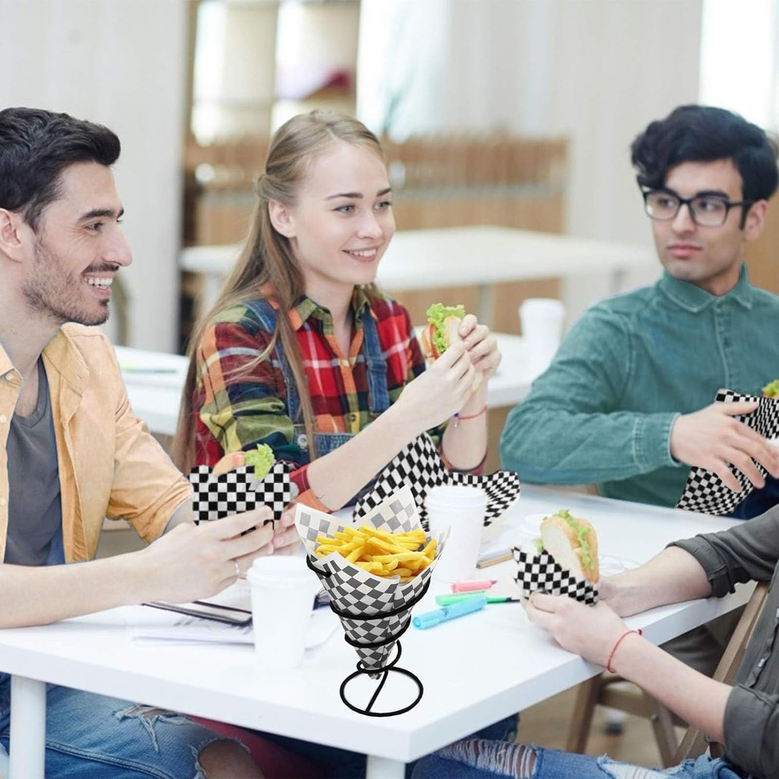 Carta Per Hamburger A Scacchi - 100 Fogli 10x11 Pollici Antiaderente E Impermeabile - Foto 2