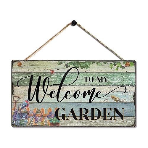 Retro Vintage Wood Garden Sign - Welcome to My Garden