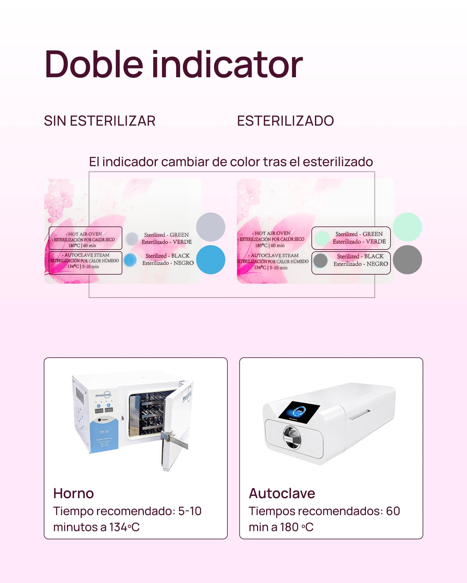 Safety Clean Bolsas de Esterilización Transparentes Indicador Autoclave Manicura Pedicura