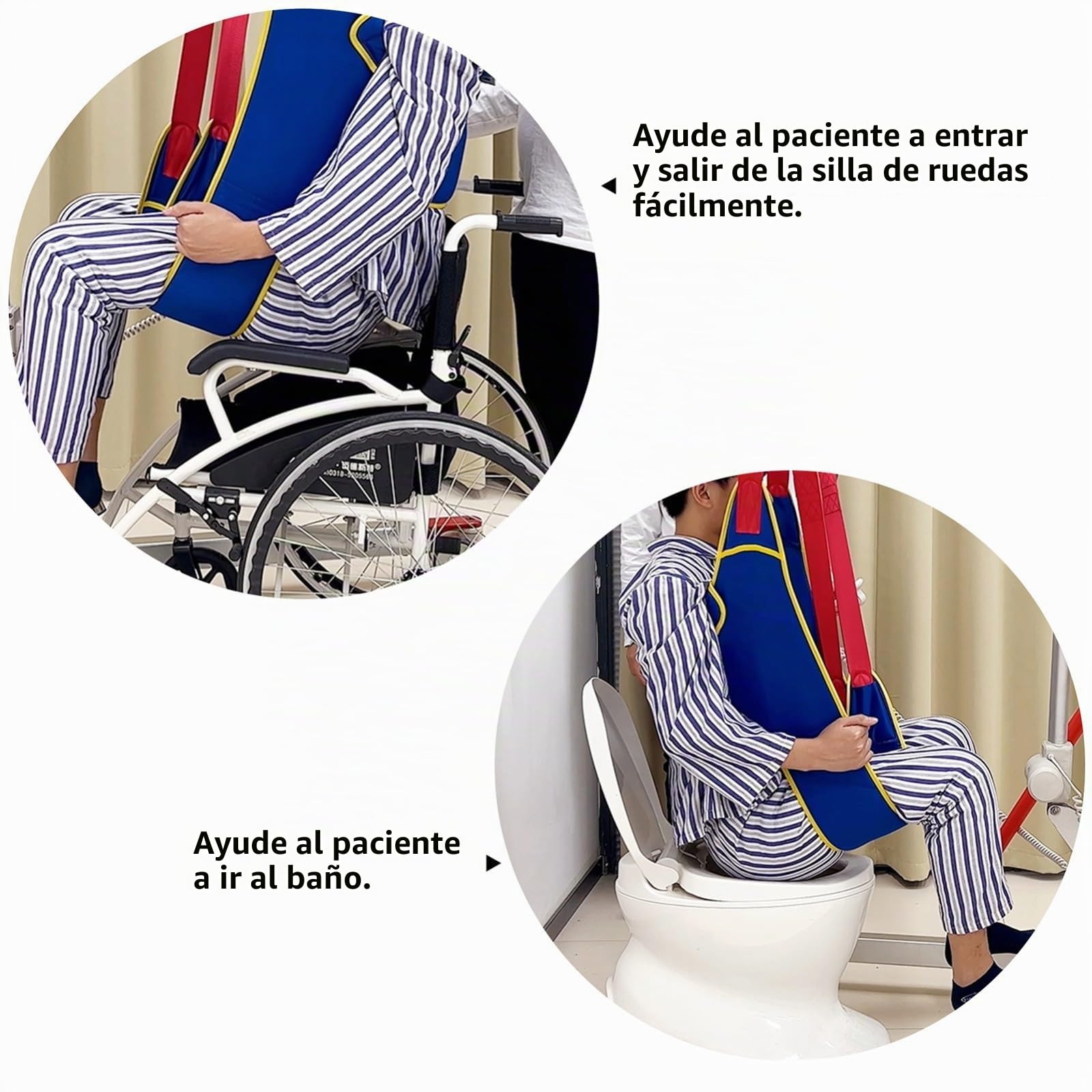 Arnes Grua Traslado Enfermos Personas Eslingas De Ducha Para Piernas Divididas Para Levantar Pacientes Ajustable Levantamiento De Pacientes Cabestrillos Carga 230Kg L