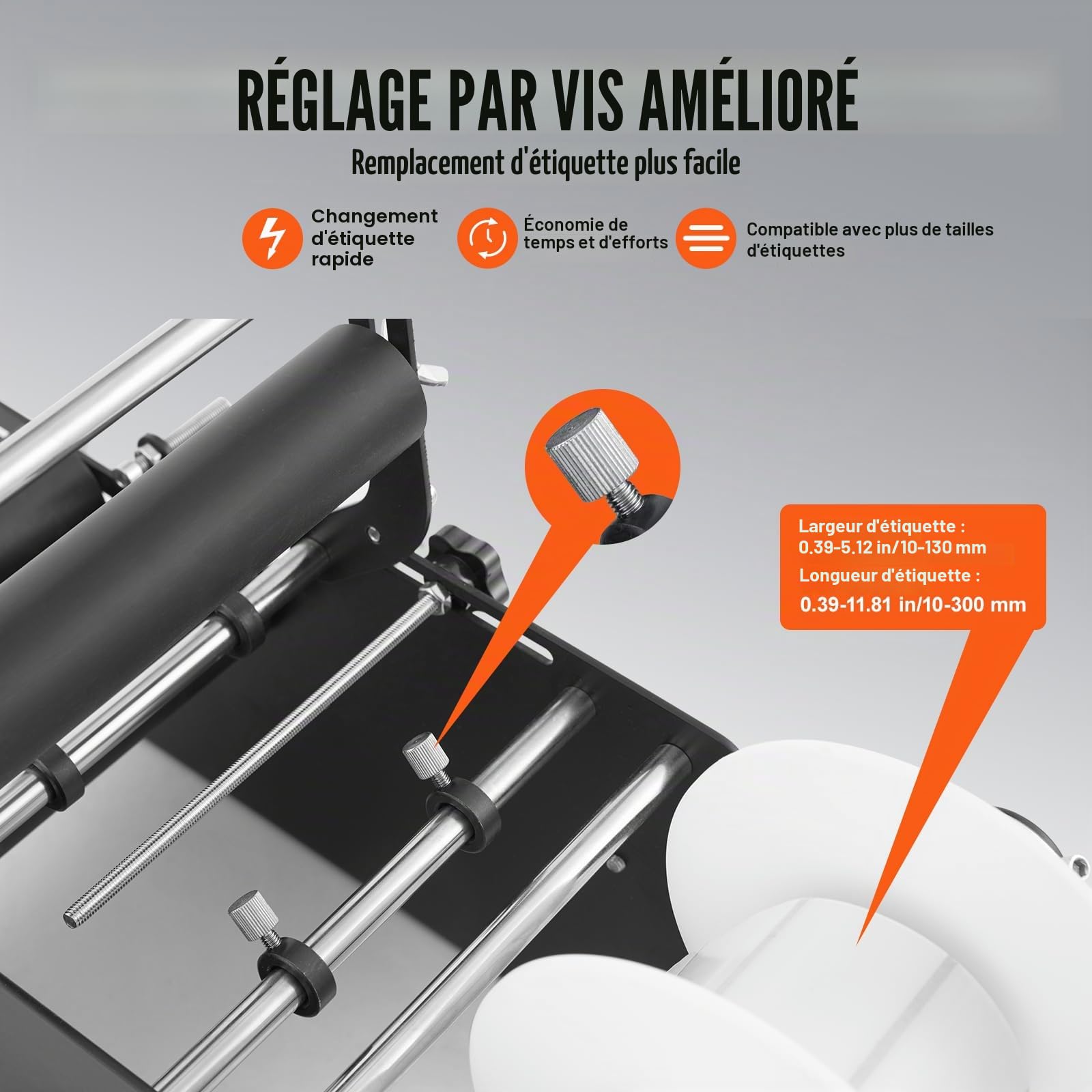 VEVOR Étiqueteuse manuelle ronde, 15-20 pièces/min, applicateur d'étiquettes pour bouteilles rondes, étiqueteuse manuelle réglable adaptée aux étiquettes de bouteilles longueur/largeur entre 10-130 mm