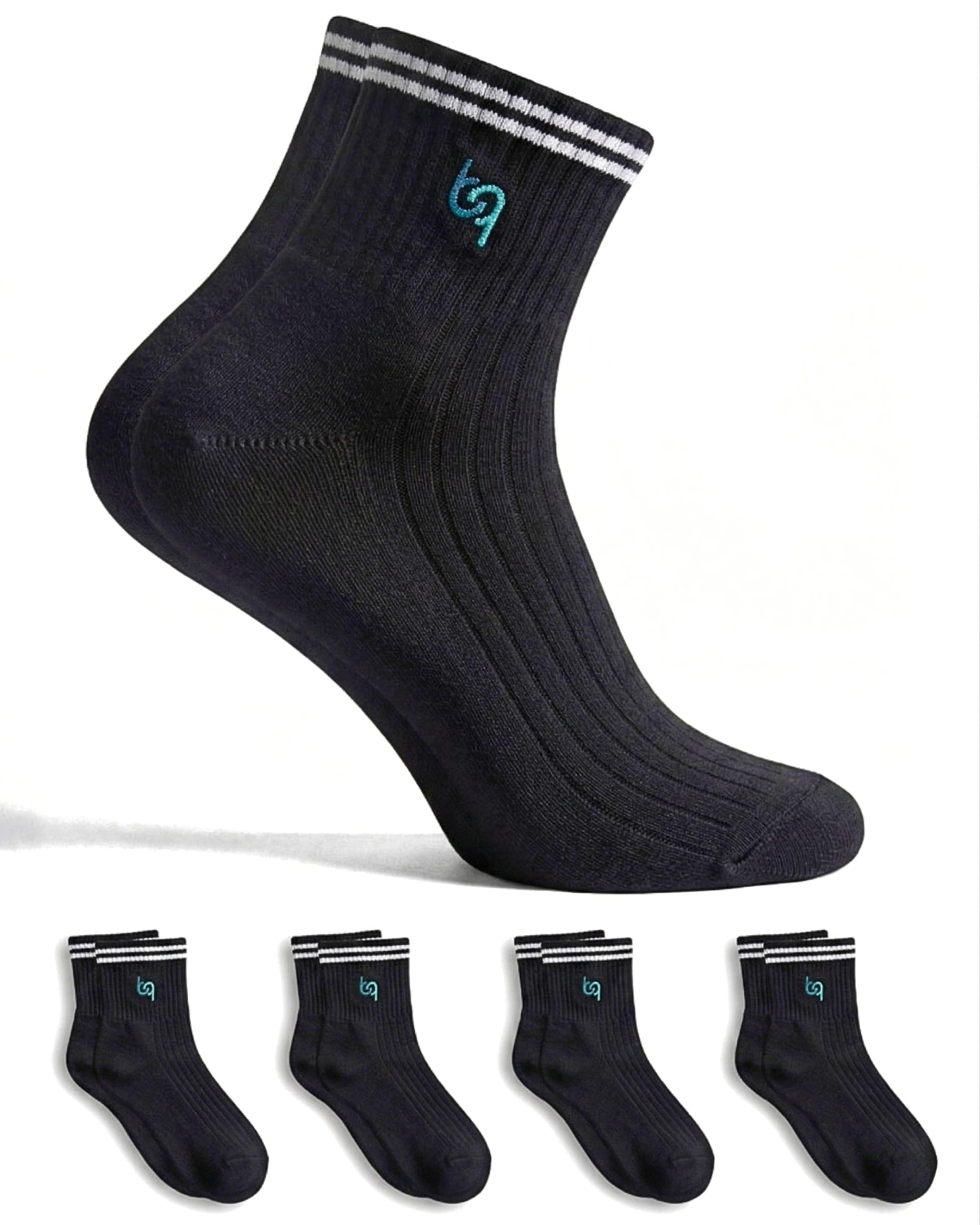beqem Feine Retro Socken Ägyptische Baumwolle 4 Paar Schwarz/Weiß Größe 43-46 Damen Herren - Quarter, Nahtlose Spitze