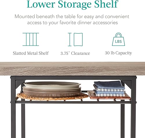 Miniatura 4 de Best Choice Products Juego de comedor moderno de 3 piezas, comedor que ahorra espacio para cocina, comedor, espacio pequeño con marco de acero, Gris