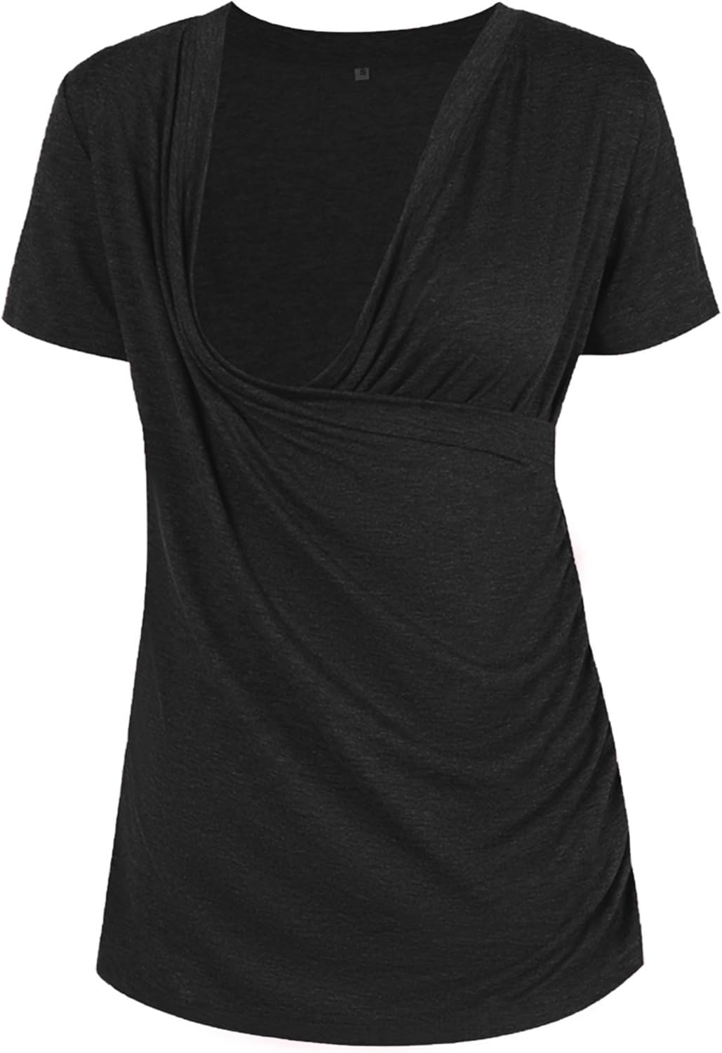 Liu & Qu Womens Maternity Nursing Tops Short Sleeve Breastfeeding Shirts Heather V Neck Clothes