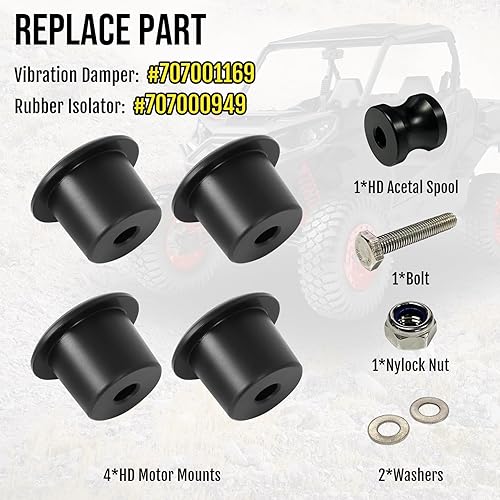 Miniatura 6 de para Can-Am Solid Motor Mounts Kit Aislador Amortiguador #707001169 707000949