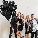 AMFIN® (Pack of 5) 18 Inch Black Heart Shaped Balloons, Heart shape balloons for decoration, Black heart balloons for decoration, Black heart foil balloons, valentine balloons decoration - Black gallery image