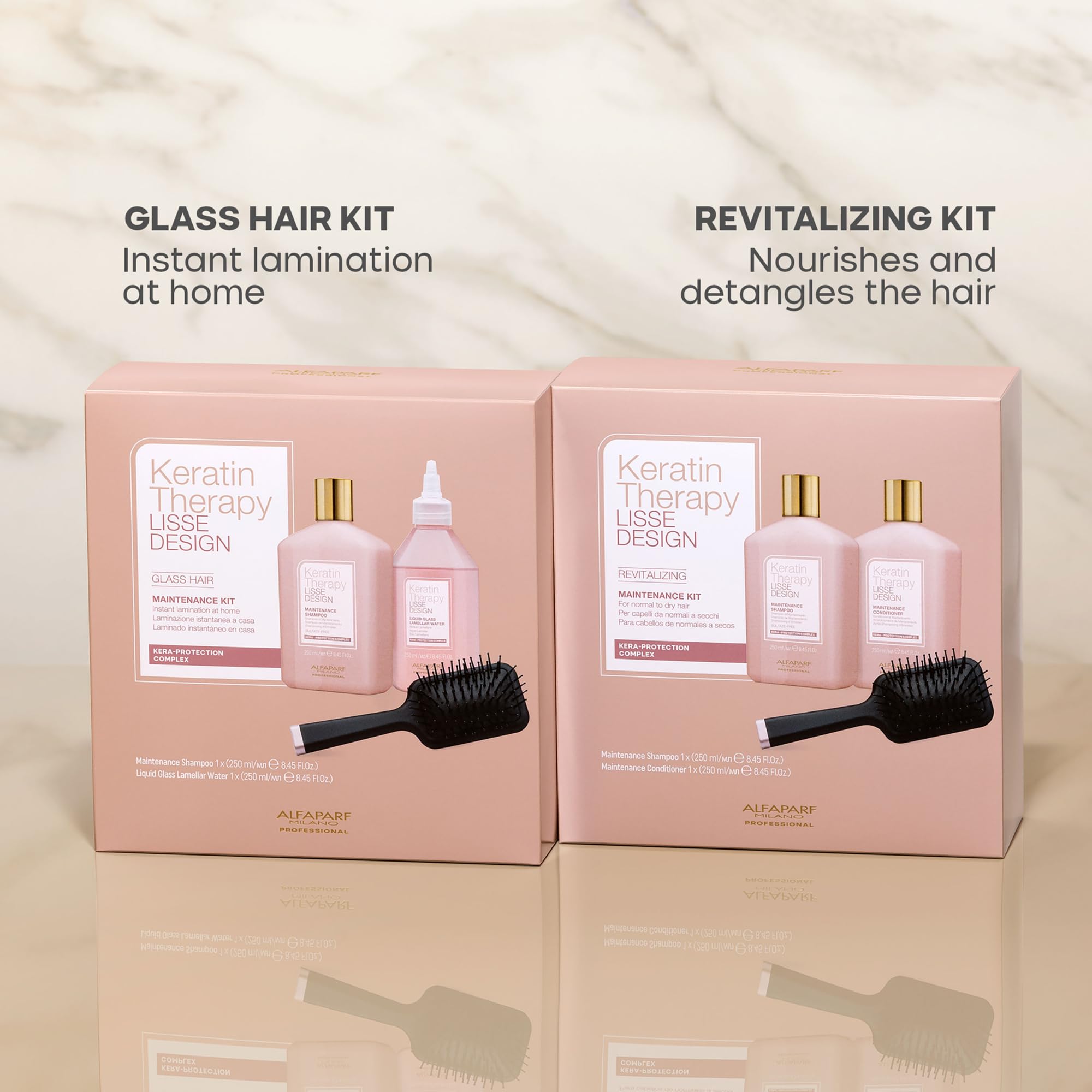 Alfaparf Milano Professional Keratin Therapy Lisse Design Glass Hair Kit