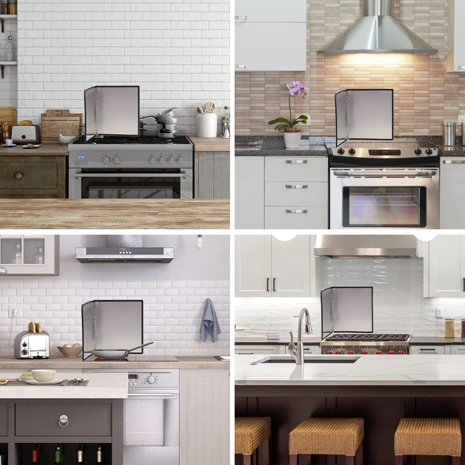 Stainless Steel Kitchen Oil Splash Guard 30x40cm Heat-resistant Oil Baffle Plate Splash Screen for Cooking Stove Protection