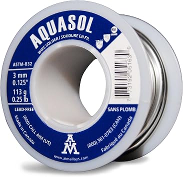 AIM Lead-Free Plumbing Solder, Silver Bearing, 0.125inch dia, 1/4 Lb Spool