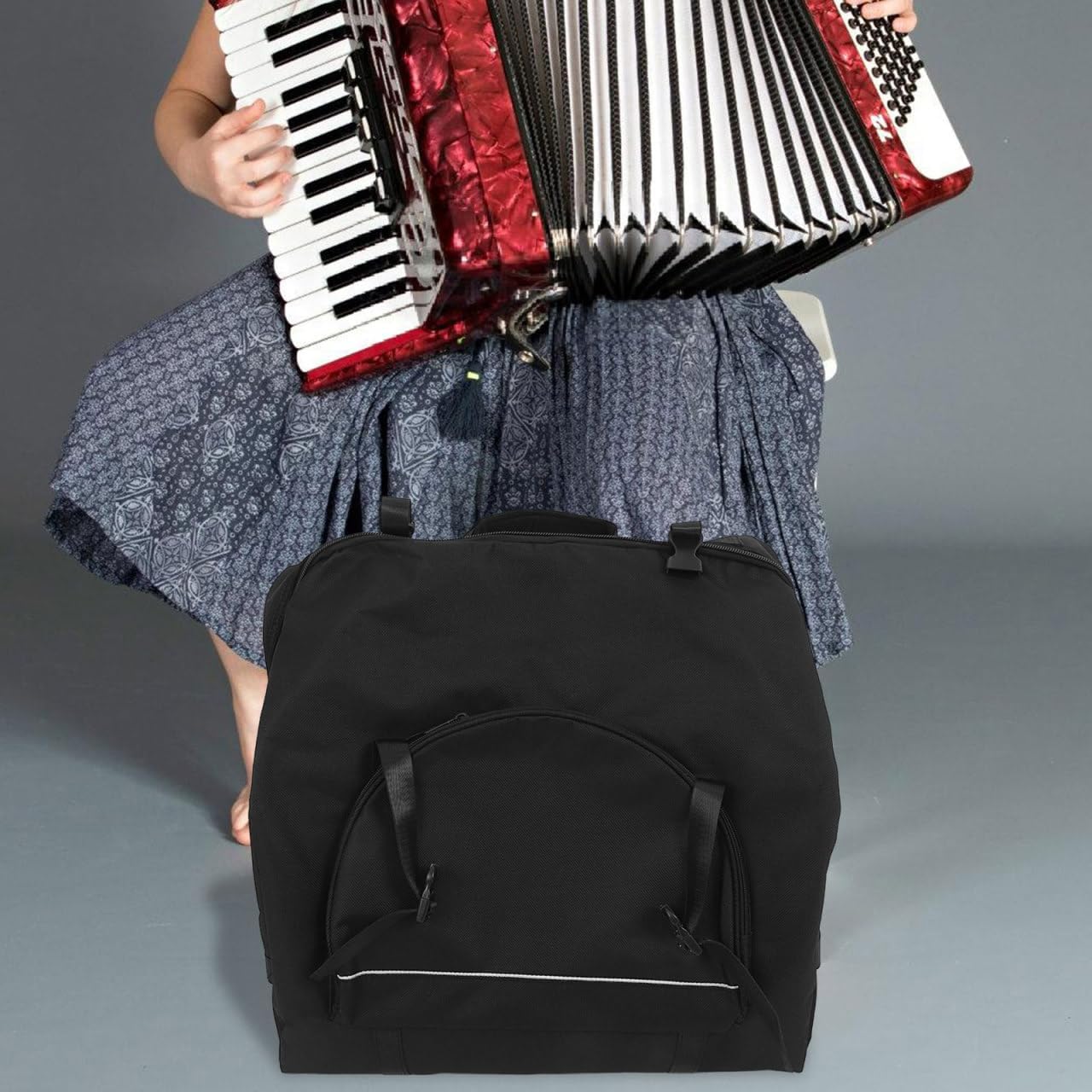 Accordion Case Gig Bag for 120 Bass Accordion Bag with Shoulder Straps Soft Black Padded Musical Instrument Backpack for Performance