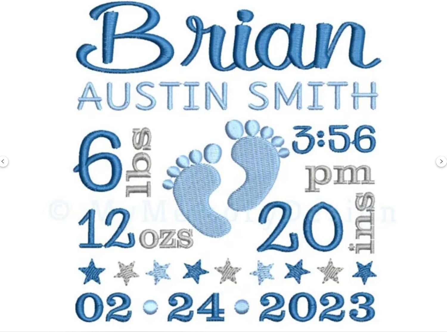 Personalized Embroidered Baby Quilt/Blanket - Customized with Characters, Monograms, Birth Statistics (Birth Announcement-D - $65.00)