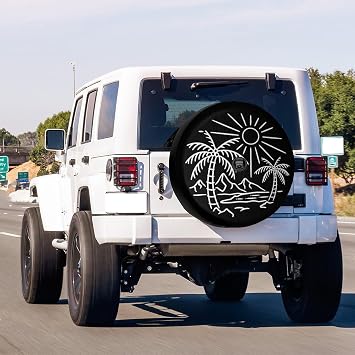 Beach Spare Tire Cover with Backup Camera Hole Wheel Tire Cover Fit Trailer, RV, SUV and Many Vehicle 17inch